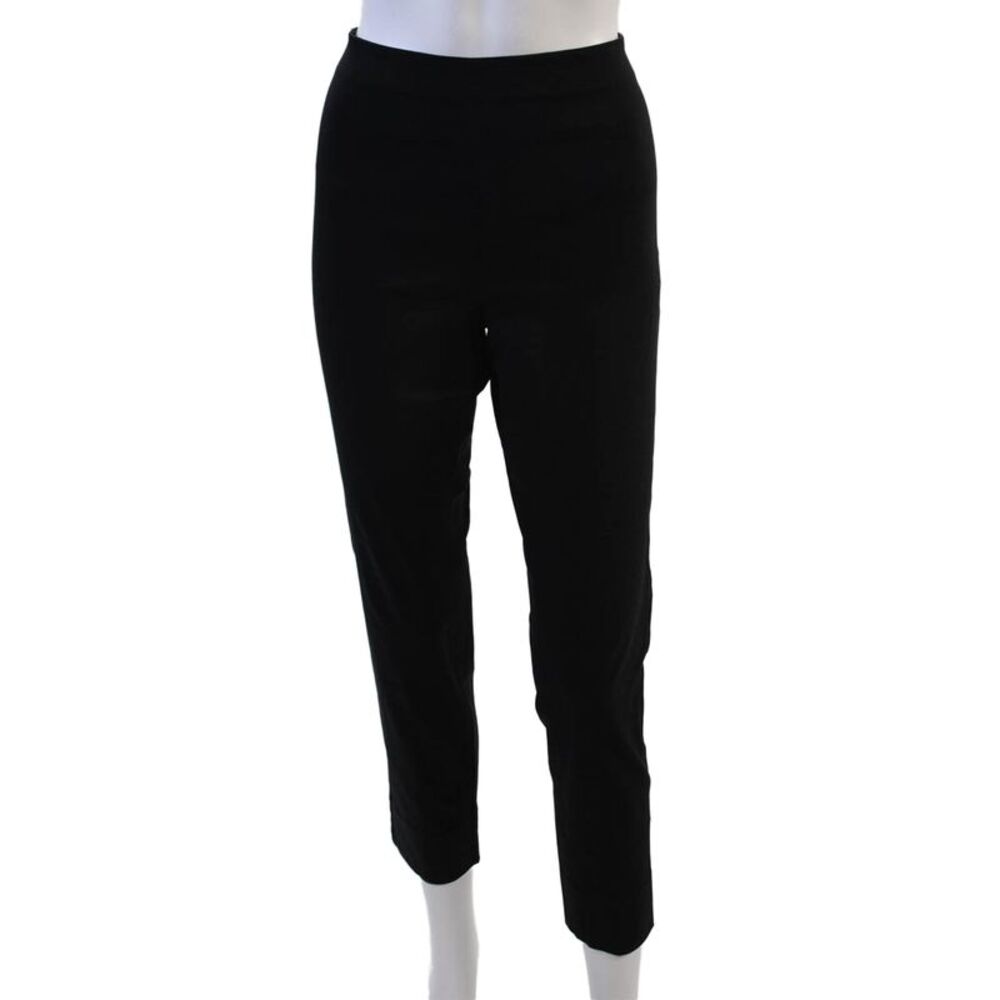 Equestrian Women Ankle Cropped Pants Black Cotton Blend Zip Size S